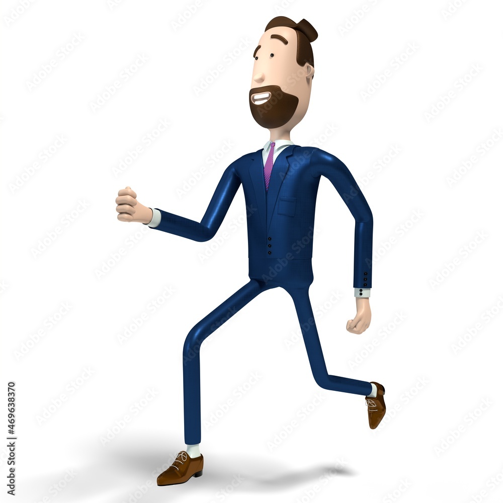 Hipster cartoon businessman running - 3D illustration Hipster cartoon businessman running - 3D illustration