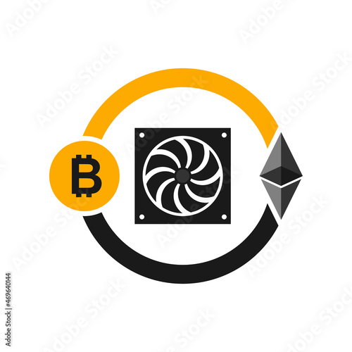 Illustration Vector Graphic of Bitcoin Mining Logo. Perfect to use for Mining Company