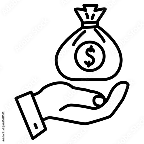 Cash storage. Reliability and security of the deposit. Payment and acceptance in cash. A bribe, a gray salary. Big profit, good deal. Vector icon, outline, isolated.