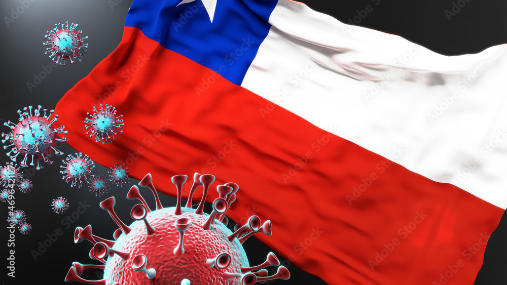 Chile and the covid pandemic - corona virus attacking national flag of ...