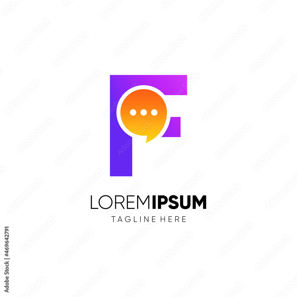 Letter F Chat Bubble Logo Design Vector Icon Graphic Emblem Illustration Background Template Letter F Chat Bubble Logo Design Vector Icon Graphic Emblem Illustration Background Template