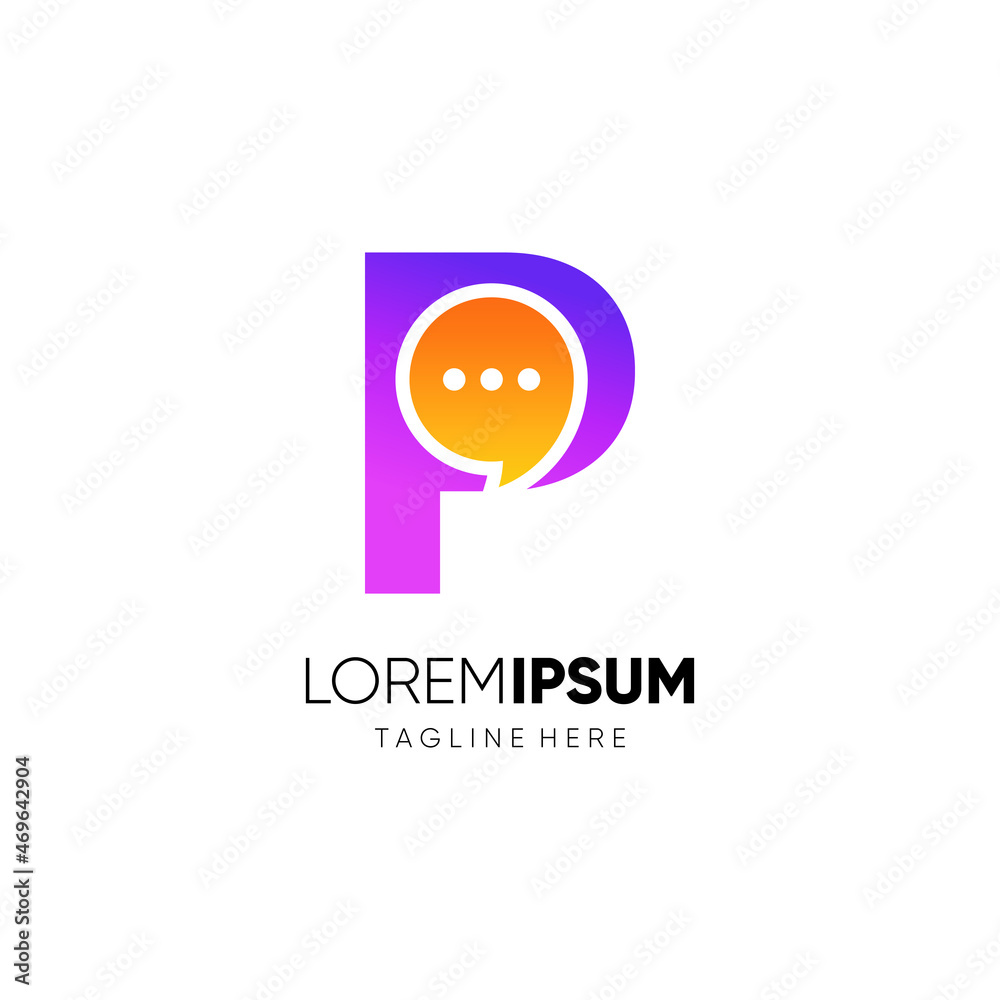 Letter P Chat Bubble Logo Design Vector Icon Graphic Emblem Illustration Background Template Letter P Chat Bubble Logo Design Vector Icon Graphic Emblem Illustration Background Template