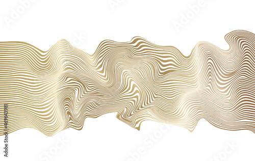 Distorted wave monochrome texture. Abstract dynamical rippled surface. Vector stripe deformation background.
