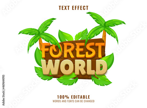 funny cartoon forest world with wood and palm leaves perfect for game logo title