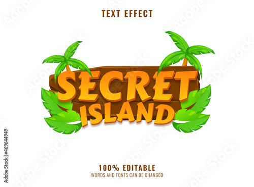 funny cartoon secret island with wood and palm leaves perfect for game logo title