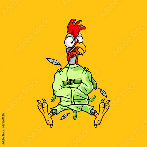 Funny Screaming Chicken Cartoon Illustration