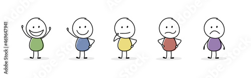 Collection of funny stickman showing gestures. Vector