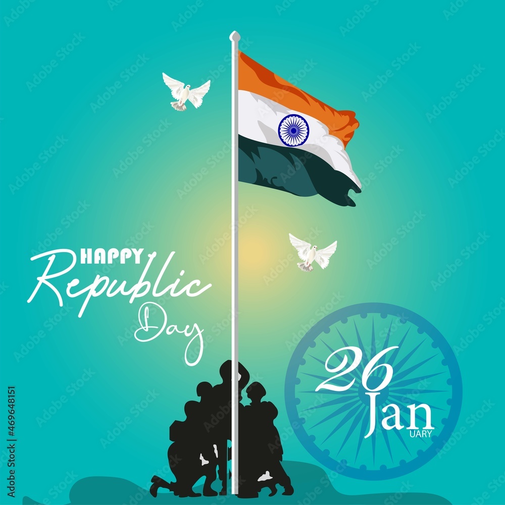 Indian army with flag for Happy Republic Day of India celebration ...
