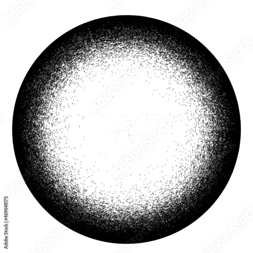 Distorted geometric shape . Minimal art design . Noise destroyed circle logo . Trendy defect error shapes . Glitched frame .Spray effect .Grunge texture . Distressed element .vector 