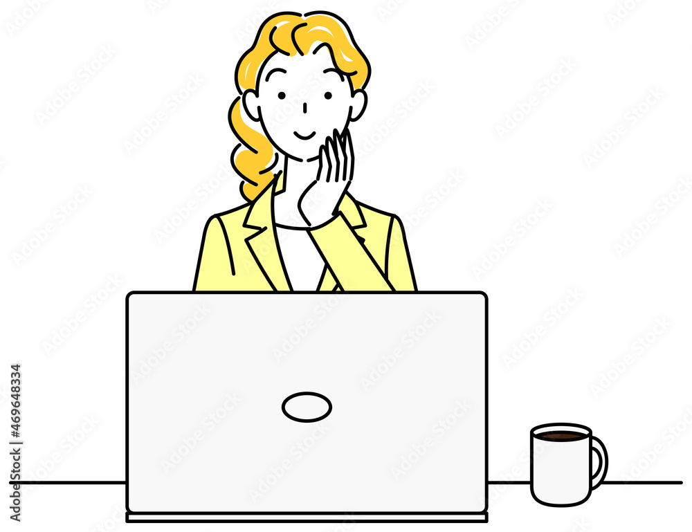 パソコンの前に座り前向きに考えているスーツ姿の可愛い女性 イラスト ベクター
Cute woman in a suit sitting in front of a computer thinking positive thoughts illustration vector パソコンの前に座り前向きに考えているスーツ姿の可愛い女性 イラスト ベクター
Cute woman in a suit sitting in front of a computer thinking positive thoughts illustration vector