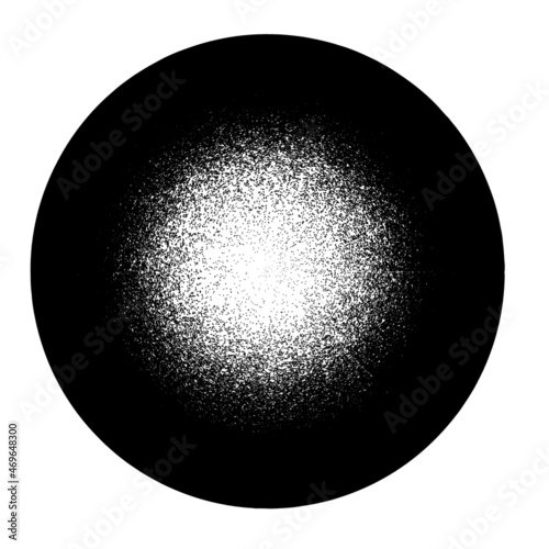 Distorted geometric shape . Minimal art design . Noise destroyed circle logo . Trendy defect error shapes . Glitched frame .Spray effect .Grunge texture . Distressed element .vector 