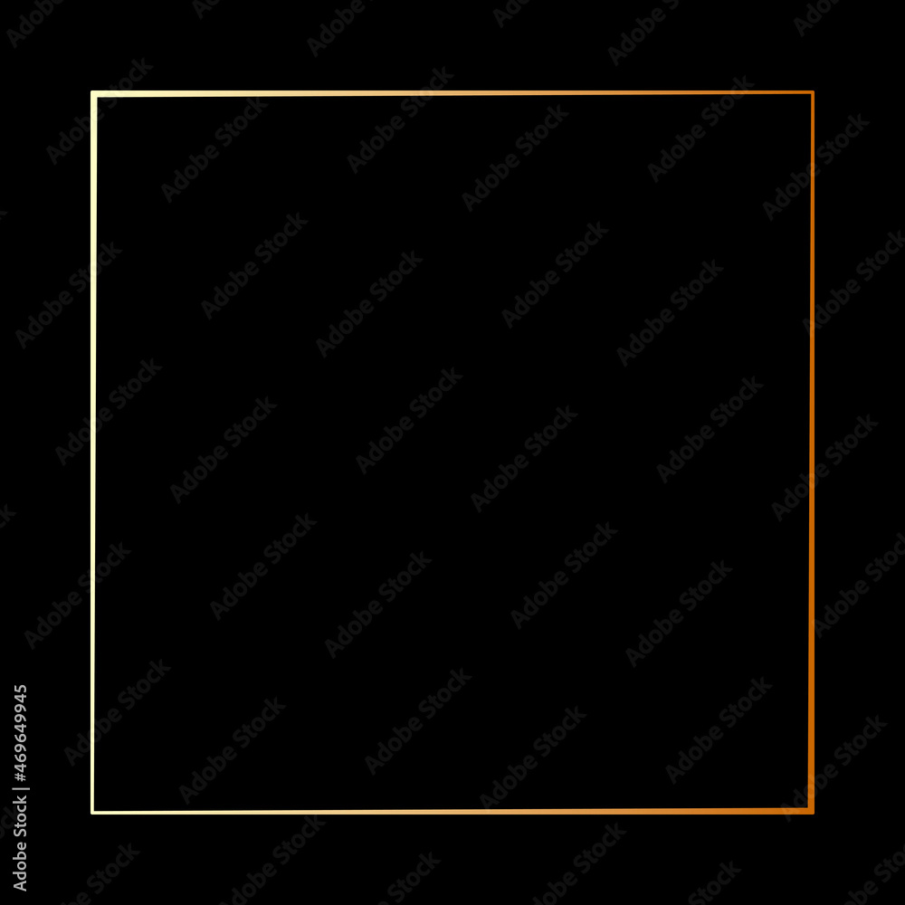 Vector square simple Gold Frame isolated on Black Background. Decoration,  border, template in flat style for your design Stock Vector | Adobe Stock