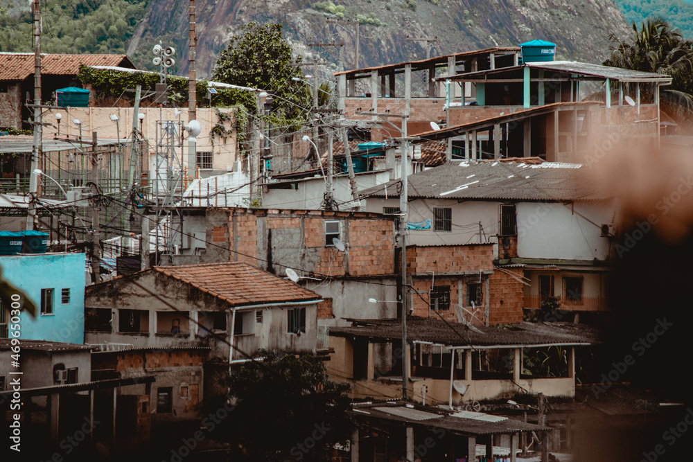 Photograph of low-income peripheral community popularly known as “favela” in Rio de Janeiro, Brazil