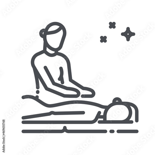 Reiki treatment line icon isolated on transparent background