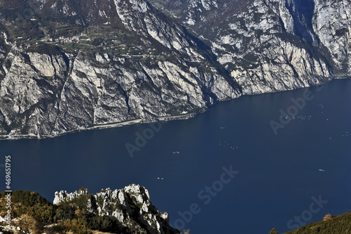 Garda lake coast aerial view from Baldo mountain Trentino, Italy, photo