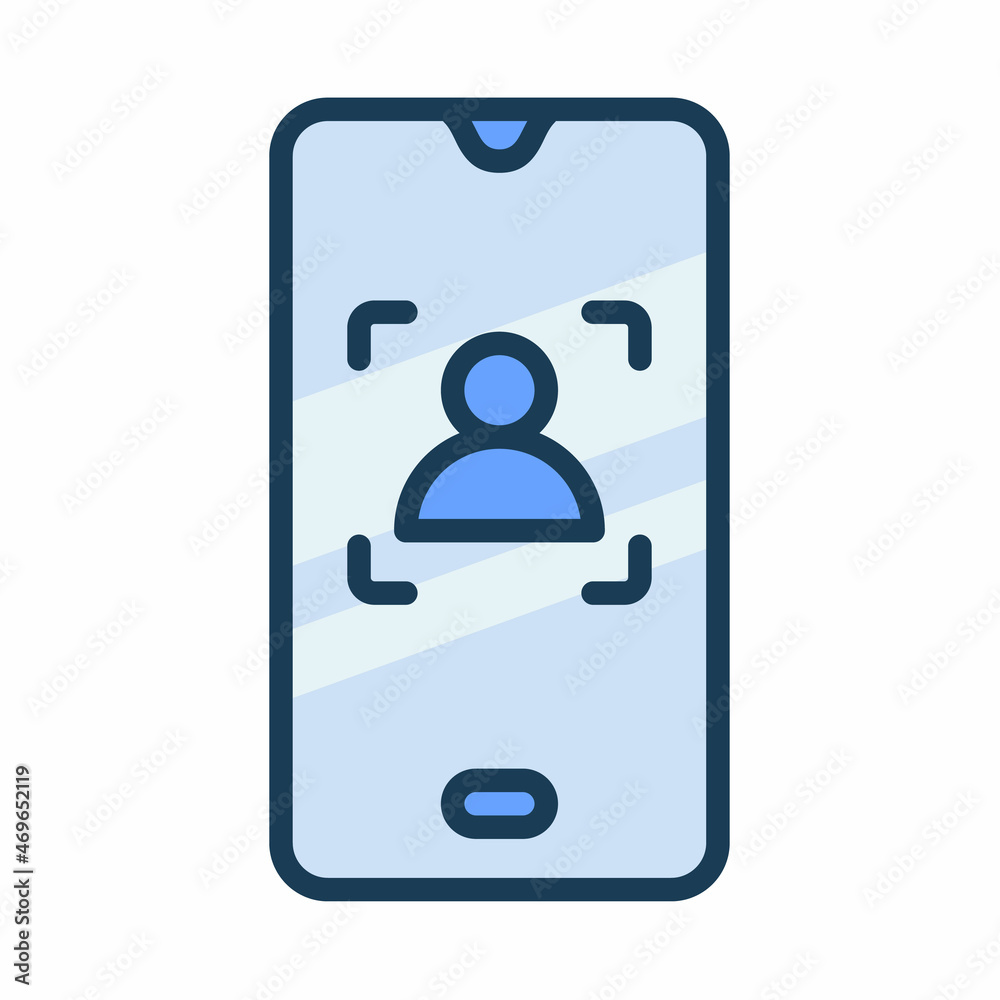 smartphone user face scan protection security single isolated icon with filled line style smartphone user face scan protection security single isolated icon with filled line style