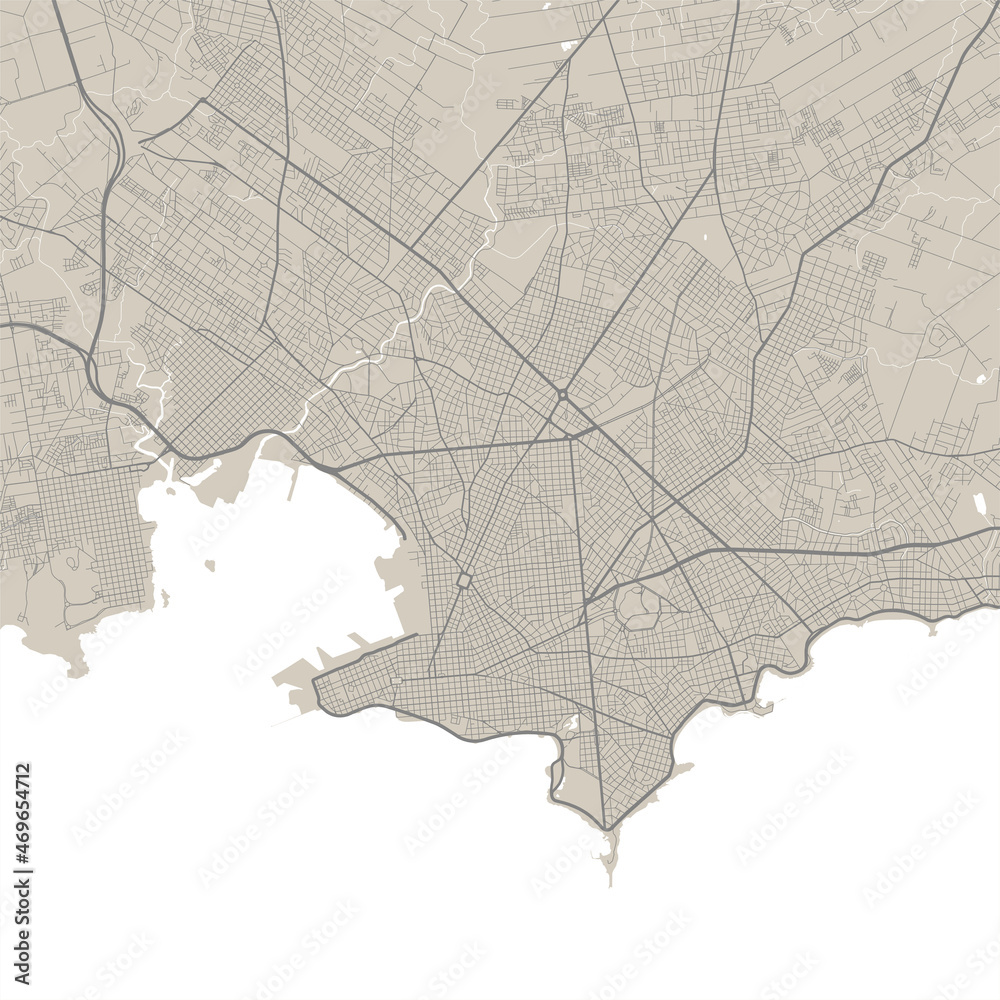 Obraz premium Vector map of Montevideo, Uruguay. Urban city in Uruguay. Street map art poster illustration.