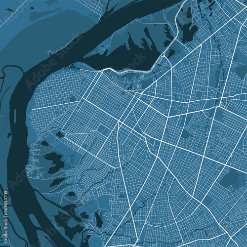 Detailed vector map poster of Asuncion city, linear print map. Skyline urban panorama.