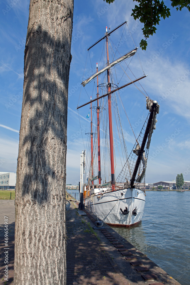 Tall ship. at harbour. Het IJ.  Amsterdam Netherlands.