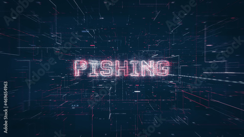 Pishing title on a digital binary code network and data background
