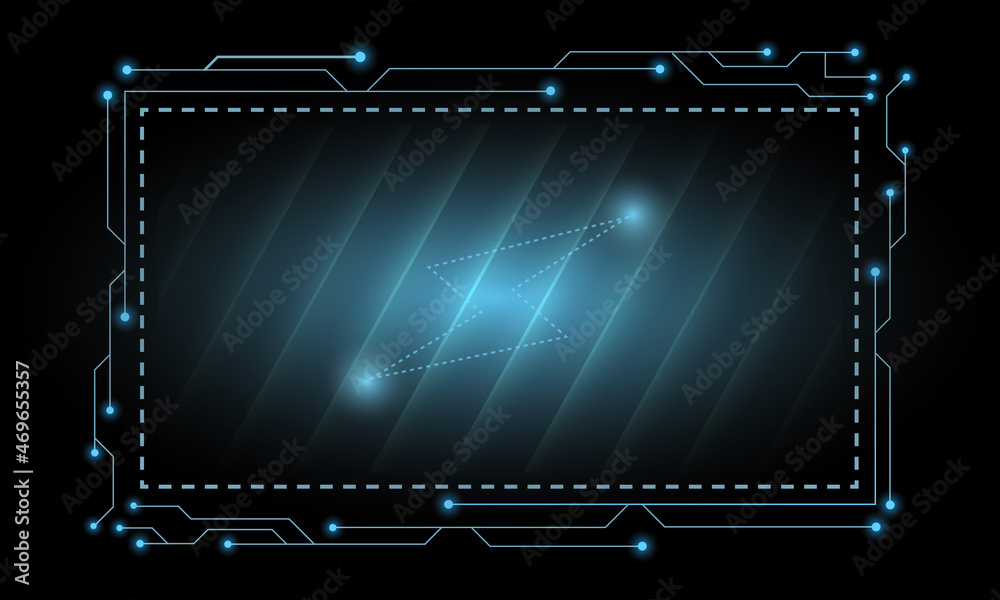 Abstract blue screen Hi-tech hologram frame power sign technology background. Futuristic HUD technology frame background. Abstract blue screen Hi-tech hologram frame power sign technology background. Futuristic HUD technology frame background.