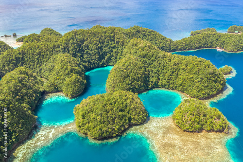 Mangroves forest cove a Sugba lagoon in Siargao, Philippines. Aerial shot taken with drone.