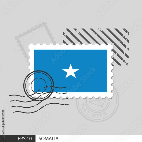 Somalia flag postage stamp. Isolated vector illustration on grey post stamp background and specify is vector eps10.