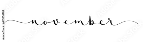 NOVEMBER black vector brush calligraphy banner with swashes