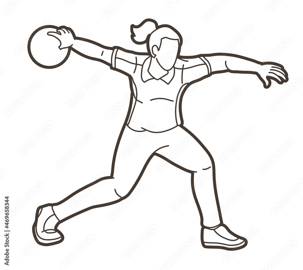 Bowling Player Bowler Action Cartoon Sport Graphic Vector
