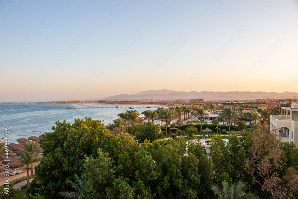Sunset over the red sea in Hurghada, Egypt