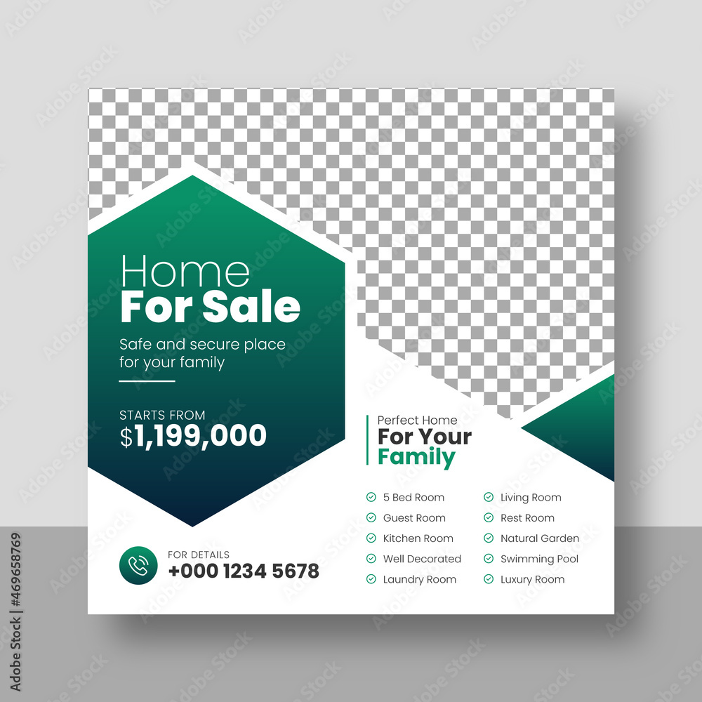 Naklejka premium Real Estate Social Media Post & Web banner