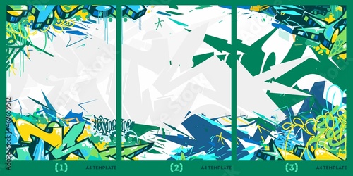 Abstract Flat Urban Street Art Graffiti Style A4 Poster Vector Illustration Template