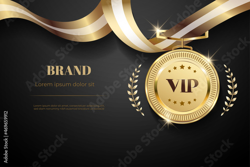 Winner award champion realistic golden trophy and crown template  photo