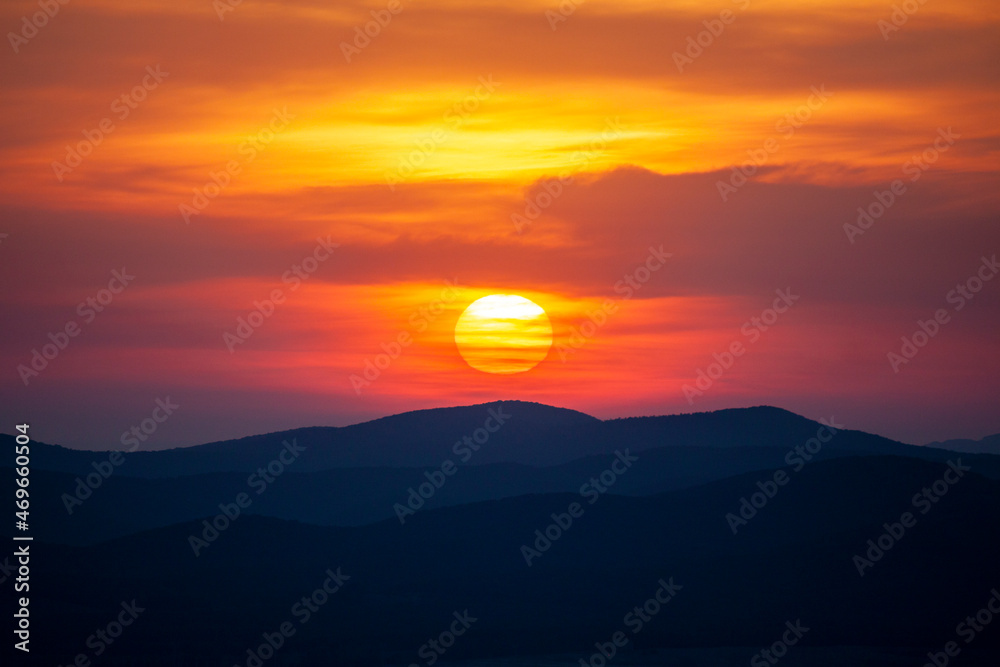 fiery sunset on the hills of the Tuscan Maremma fiery sunset on the hills of the Tuscan Maremma