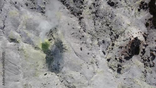 Volcanic activity, sulfur fumarole and hot gas on Iturup Island, Southern Kuril islands, Russia. photo