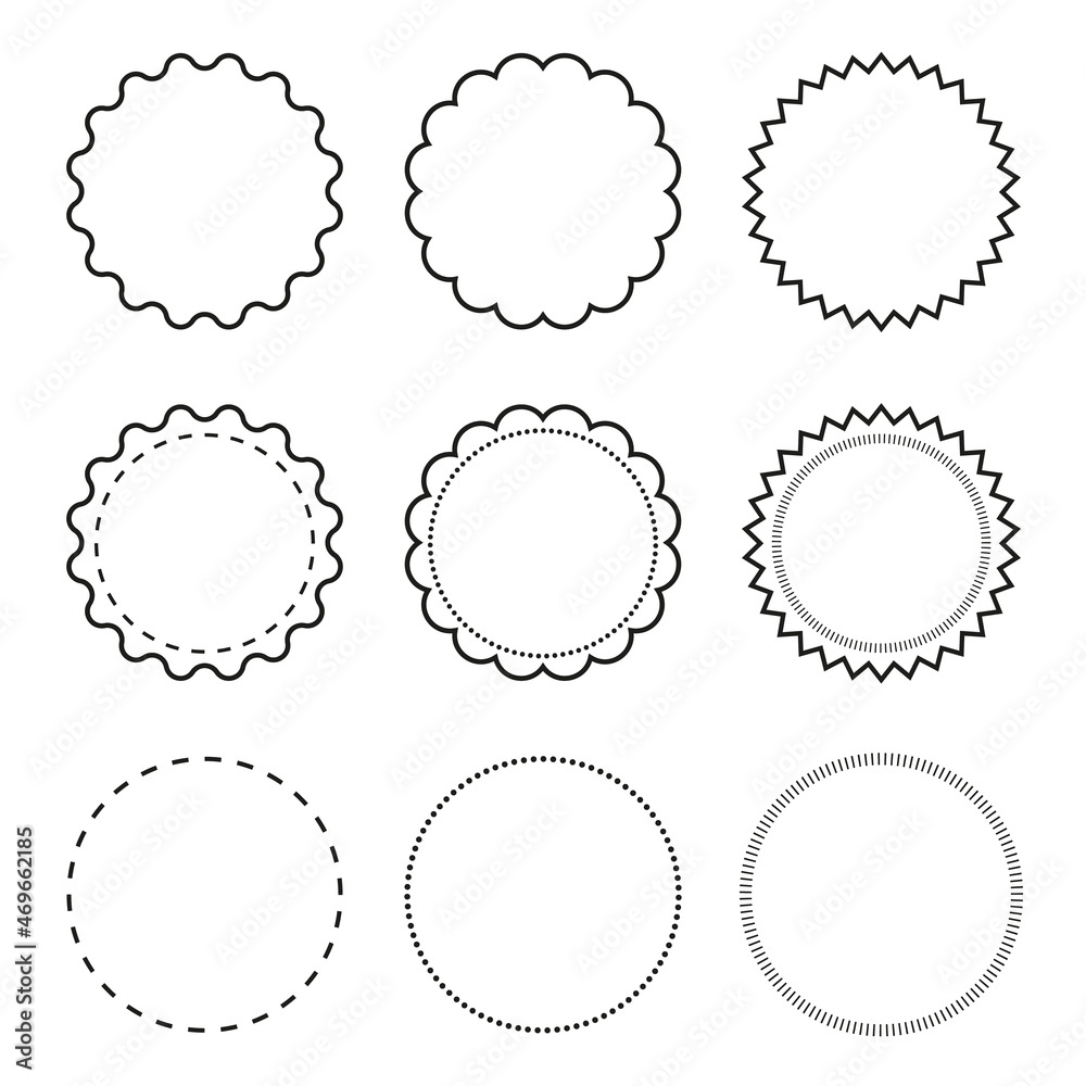 Set of round decorative labels borders frames Set of round decorative labels borders frames