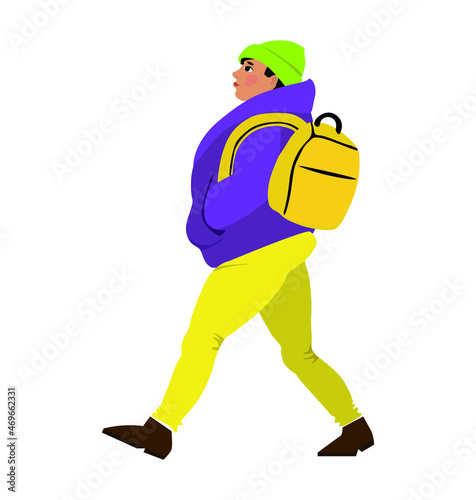 Vector illustration of a character with a backpack