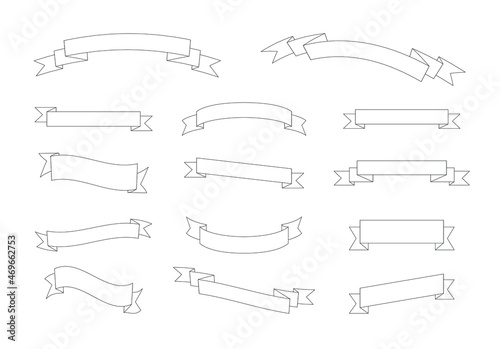 Vector Set of Outline Banners Isolated on White Background, Blank Frames Set, Geometric Banners.