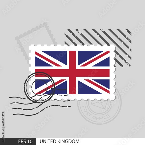 UK flag postage stamp. Isolated vector illustration on grey post stamp background and specify is vector eps10.