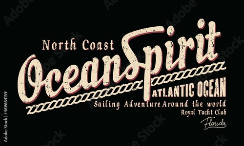 Ocean Sprite Grunge  club racing sailing offshore regatta deep blue sea artwork for tee shirt-1