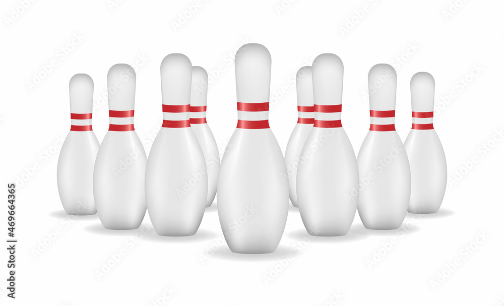Group of bowling pins isolated on white background, vector
