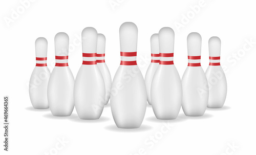 Obraz na płótnie Group of bowling pins isolated on white background, vector w salonie