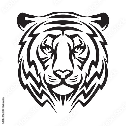 Fototapeta Tiger head, vector illustration, stylized logo with tiger head, symbol of the year 2022, sports mascot