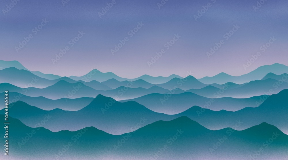 Painting of mountain, hill landscape. Nature illustration Painting of mountain, hill landscape. Nature illustration