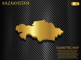 isometric map gold of Kazakhstan on carbon kevlar texture pattern tech sports innovation concept background. for website, infographic, banner vector illustration EPS10