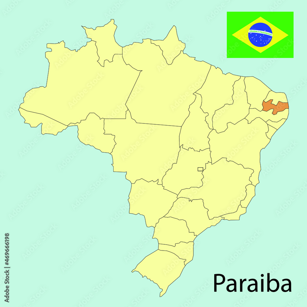 Obraz premium brazil map with provinces, paraiba, vector illustration 