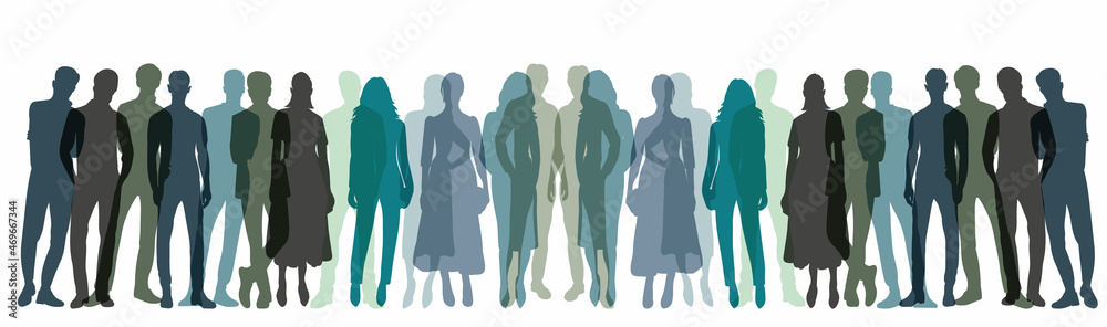 crowd of people silhouette vector, isolated crowd of people silhouette vector, isolated