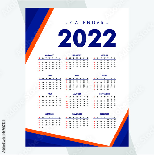 2022 business style modern new year calendar design template Vector
