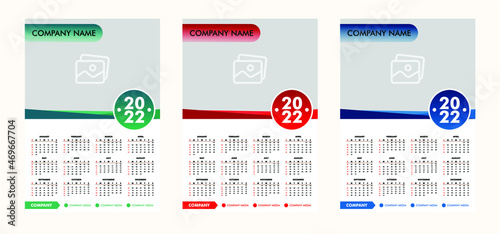 Modern 2022 new year calendar design template Vector
