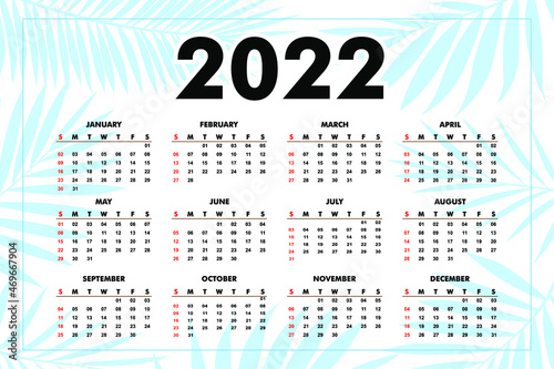 New year calendar with flower decoration Vector